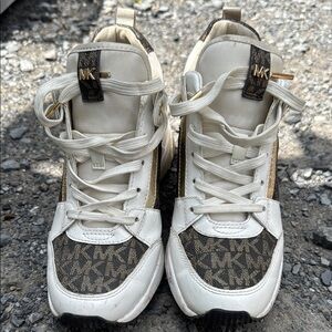 Michael Kors Cream and Brown Logo Sneakers